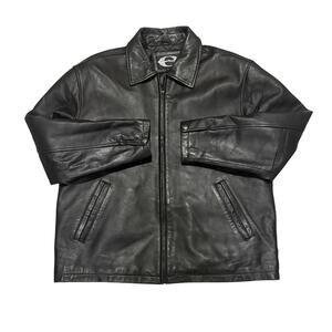 Vintage Original Outerwear Black Genuine Leather Jacket Men Large 90s Biker